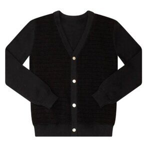 Klai Kid's Velvet V-Neck Cardigan Black - 7